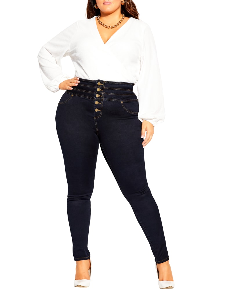 Plus size model wearing Harley Bold SKinny Jean by City Chic | Dia&Co | dia_product_style_image_id:185363